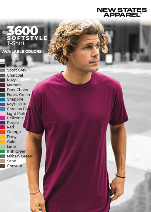 Kaos Polos NEW STATES APPAREL 3600 Softstyle