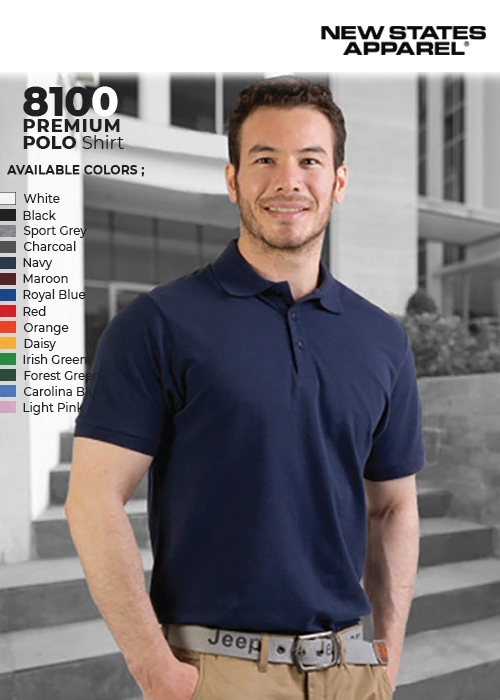 Kaos Kerah Polo Wangki New States Apparel Premium Cotton Polo Shirt 8100